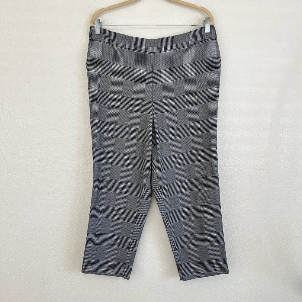 Worthington Black and White High Rise Glen Plaid Pull-On Pants Women’s Size 12 - Picture 2 of 13